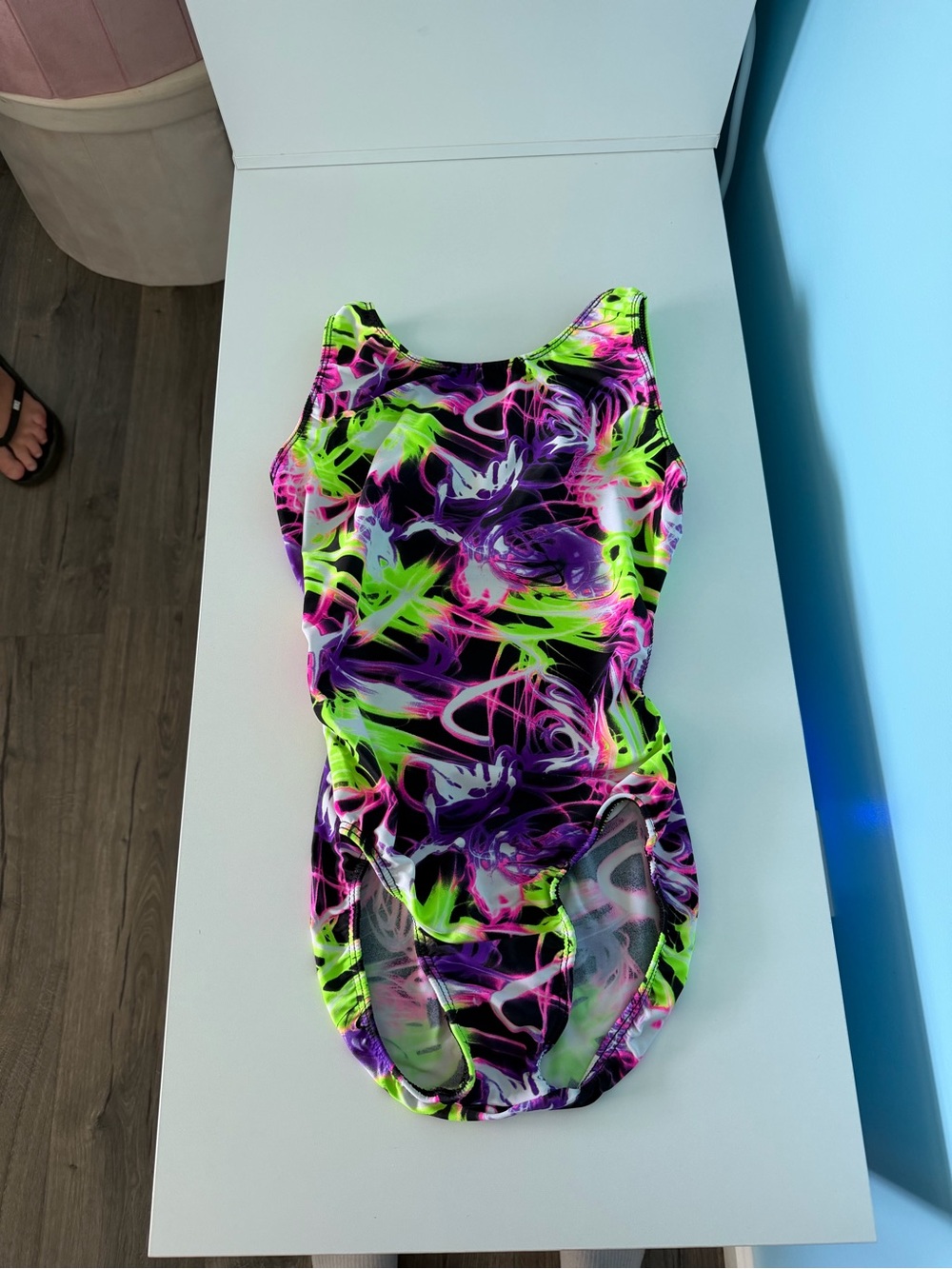 Motionwear Neon Scribble Girls One-Piece- Green, Pink, Purple